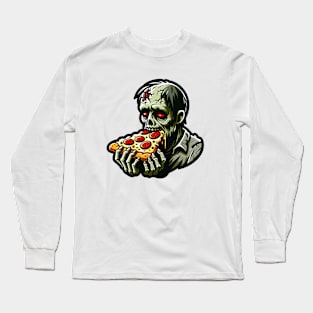 zombie eat pizza Long Sleeve T-Shirt